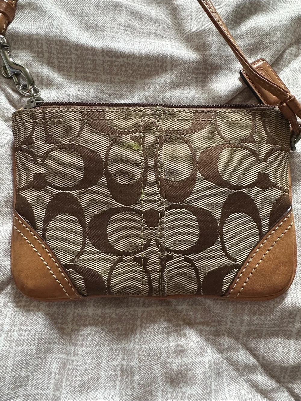 Coach Brown/Tan Signature Canvas Wristlet